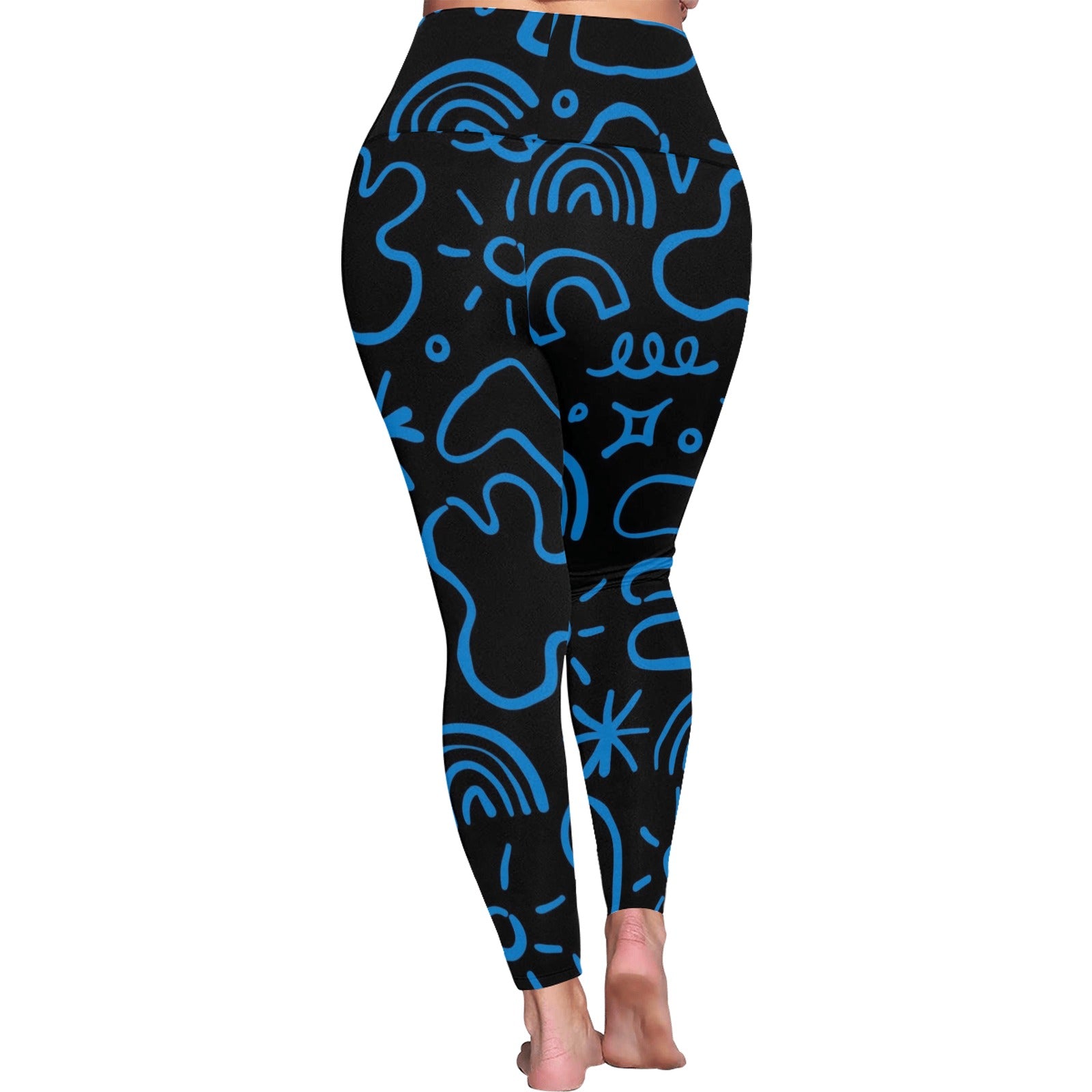 Blue Squiggle - Women's Plus Size High Waist Leggings Women's Plus Size High Waist Leggings