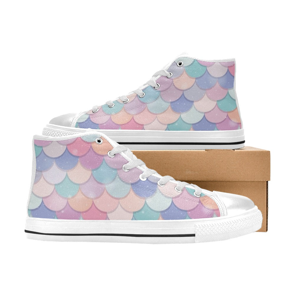 Mermaid Scales - High Top Canvas Shoes for Kids Kids High Top Canvas Shoes
