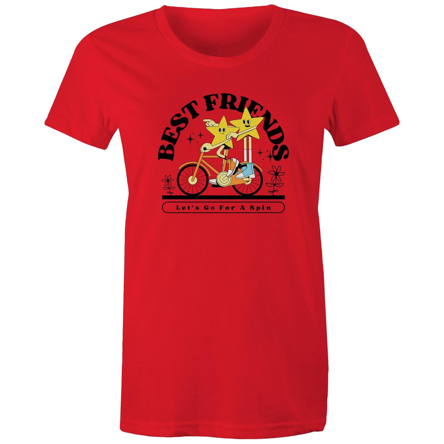 Best Friends - Womens T-shirt Red Womens T-shirt Retro