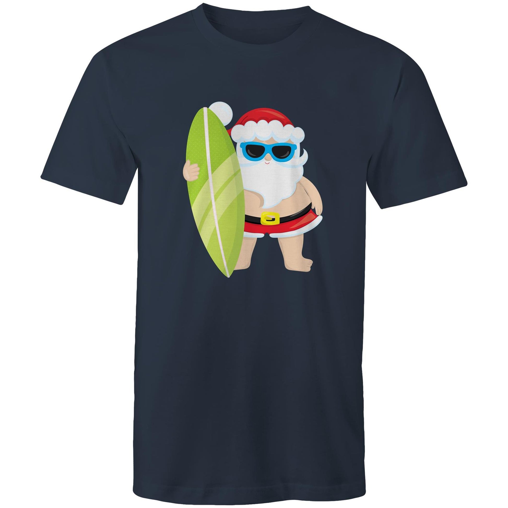 Surf Santa - Mens T-Shirt Navy Christmas Mens T-shirt Merry Christmas