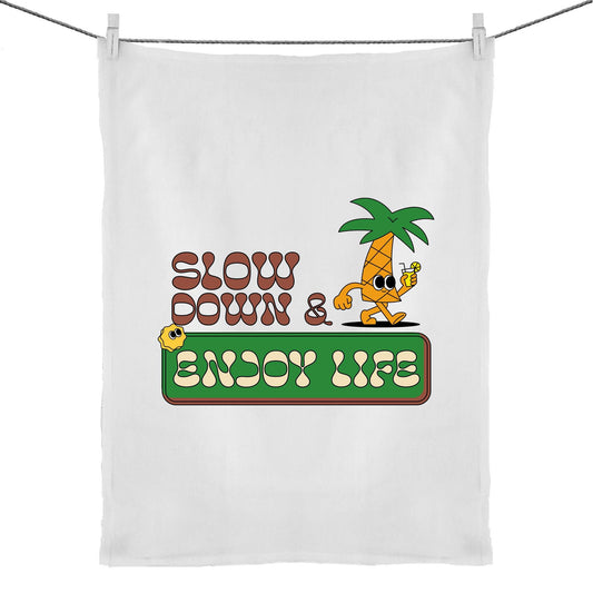 Slow Down & Enjoy Life - 50% Linen 50% Cotton Tea Towel Default Title Tea Towel Motivation Summer