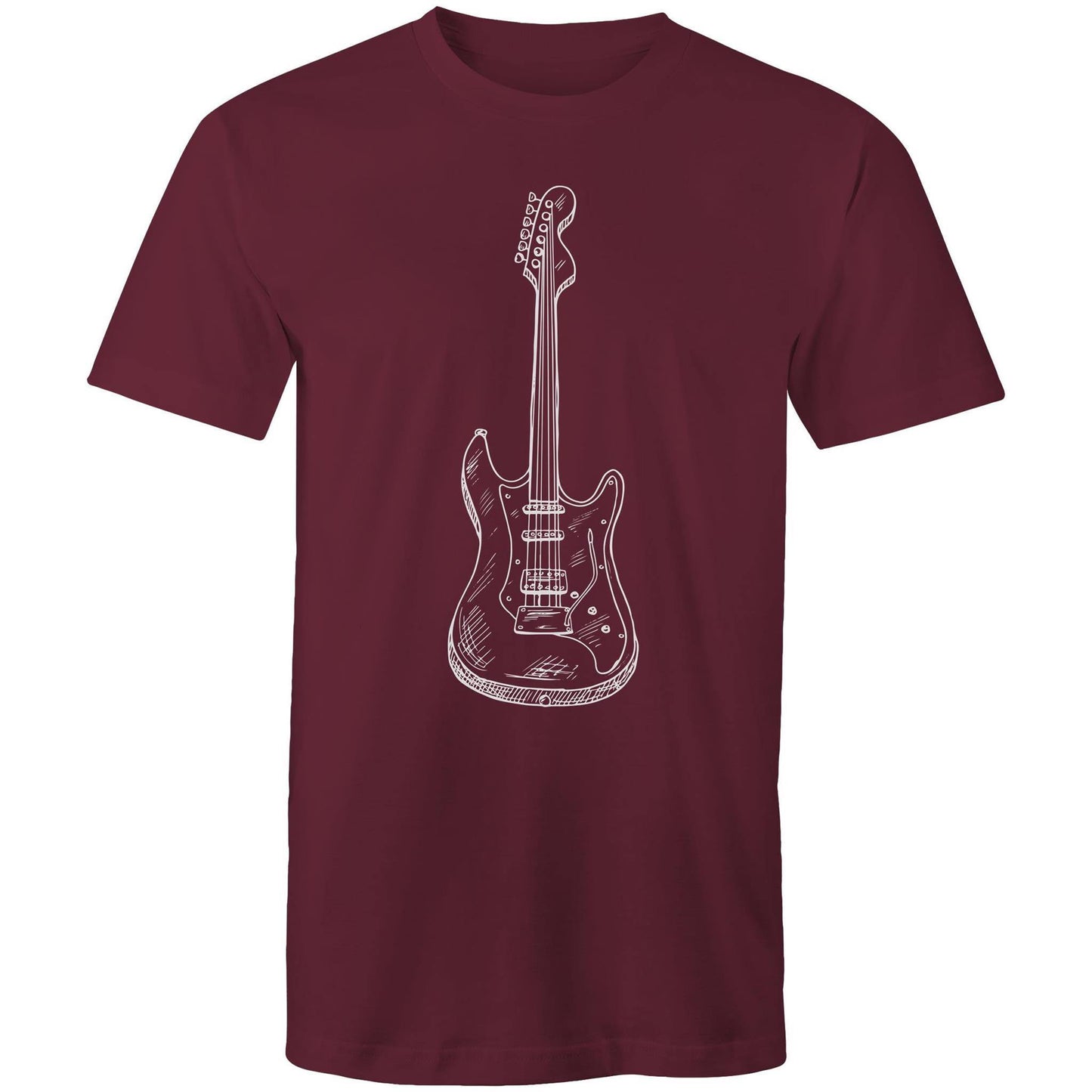 Guitar - Mens T-Shirt Burgundy Mens T-shirt Mens Music
