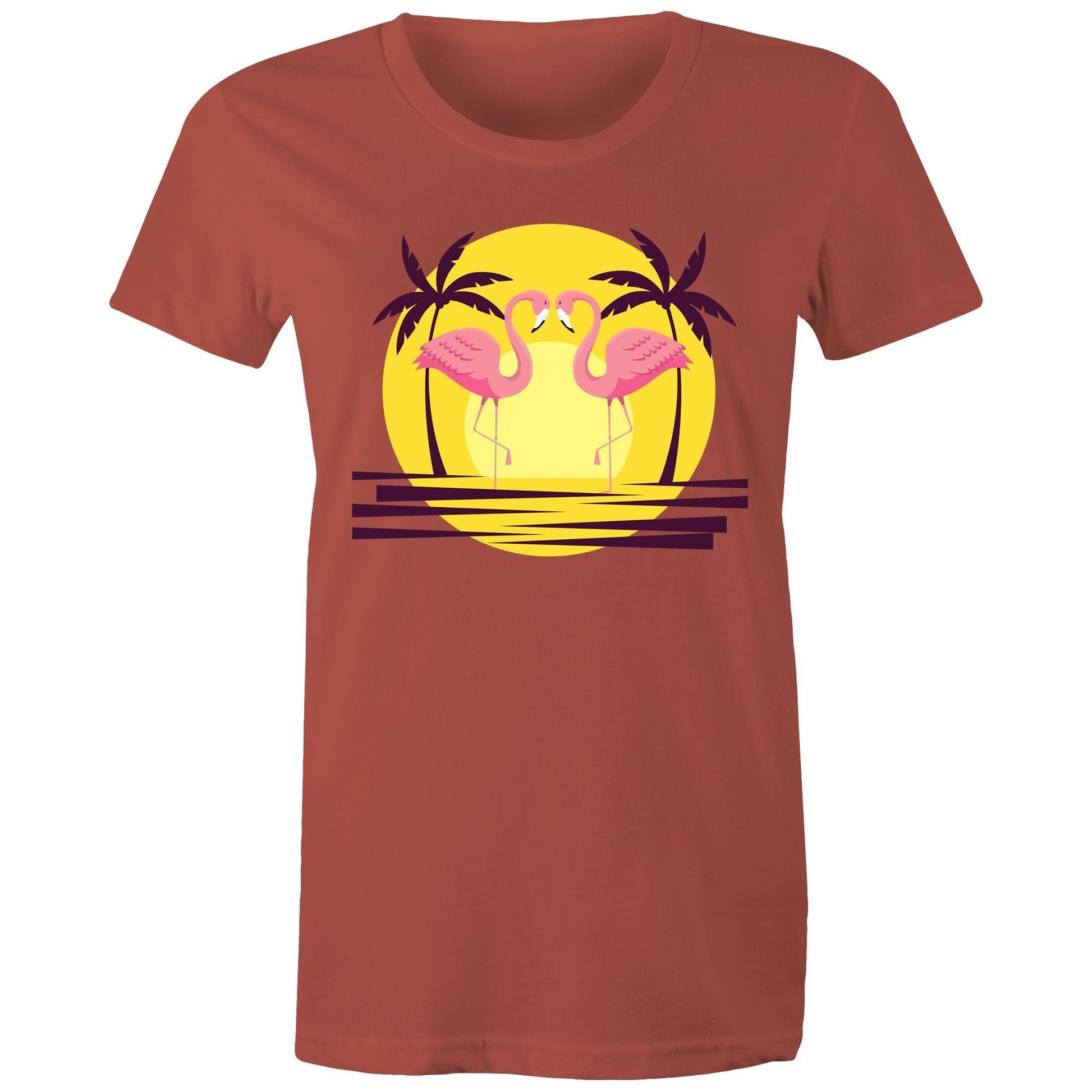Flamingo Love - Women's T-shirt Coral Womens T-shirt animal Retro Summer Womens