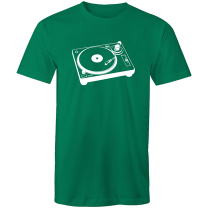 Turntable - Mens T-Shirt Kelly Green Mens T-shirt Mens Music Retro