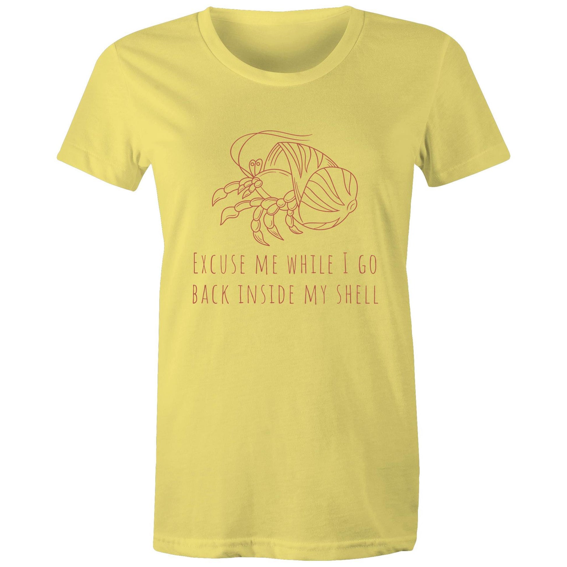 Hermit Crab Introvert - Womens T-shirt Yellow Womens T-shirt animal Funny Womens