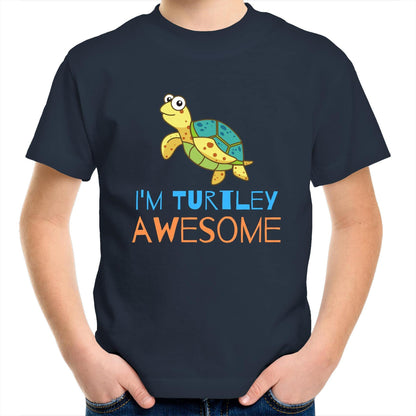 I'm Turtley Awesome - Kids Youth Crew T-Shirt Navy Kids Youth T-shirt animal