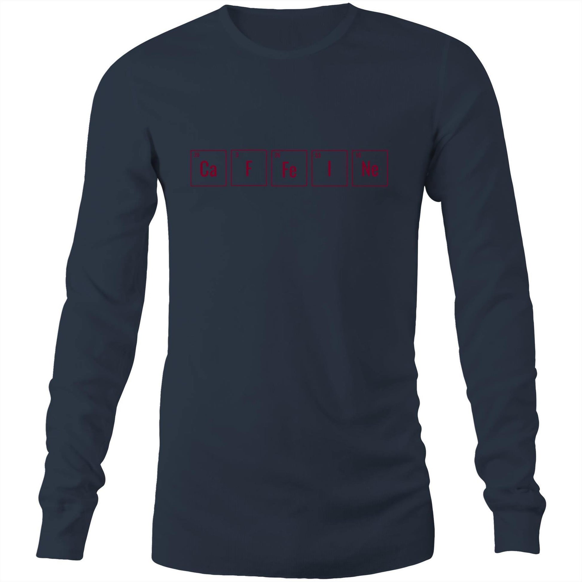 Caffeine Symbols - Long Sleeve T-Shirt Navy Unisex Long Sleeve T-shirt Coffee Mens Science Womens