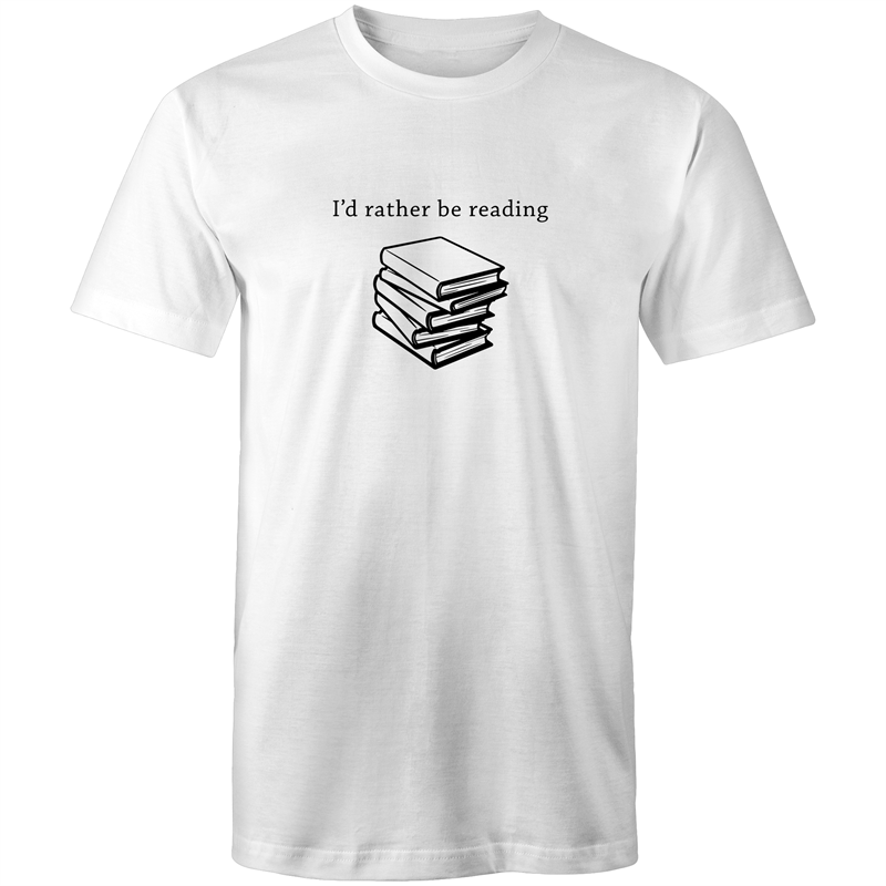 I'd Rather Be Reading - Mens T-Shirt White Mens T-shirt Funny Mens