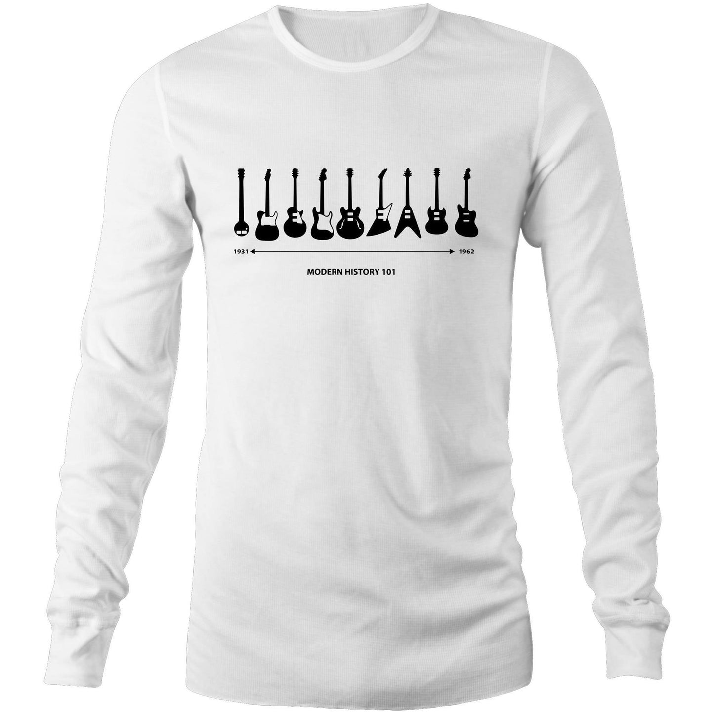 Guitar Timeline - Long Sleeve T-Shirt White Unisex Long Sleeve T-shirt Mens Music Womens