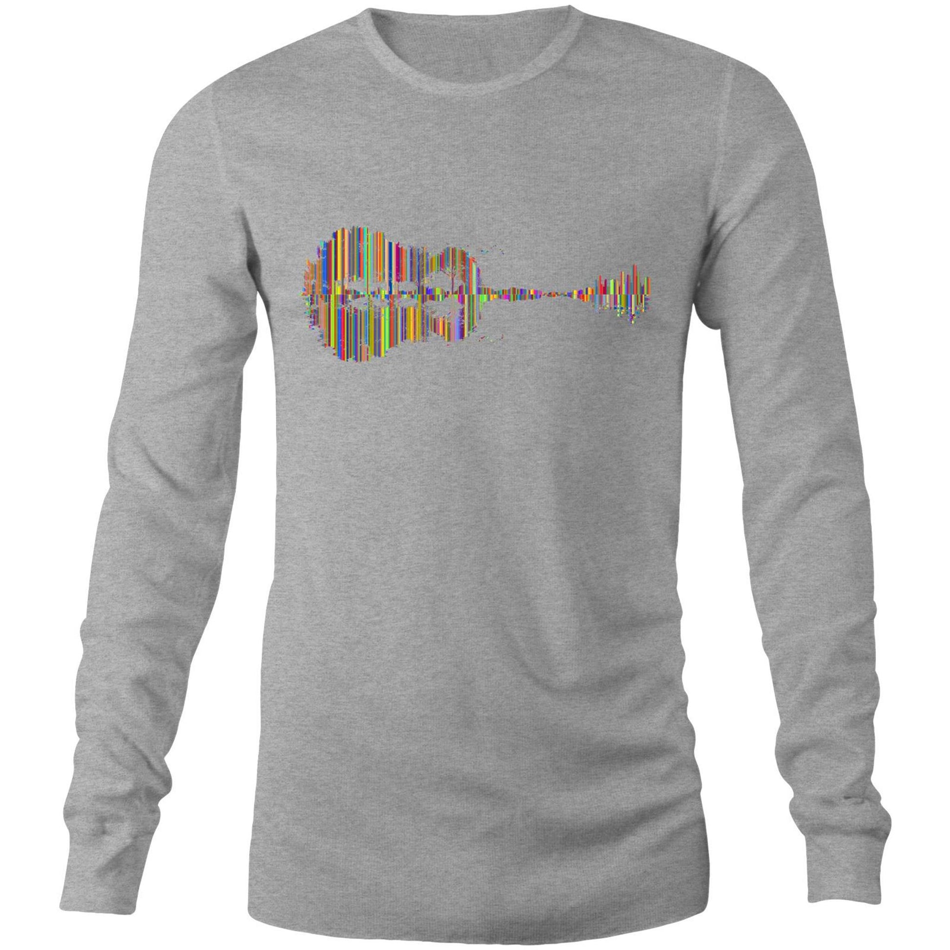 Guitar Reflection In Colour - Long Sleeve T-Shirt Grey Marle Unisex Long Sleeve T-shirt Music