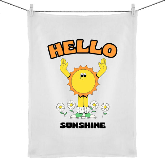 Hello Sunshine - 50% Linen 50% Cotton Tea Towel Default Title Tea Towel Retro Summer