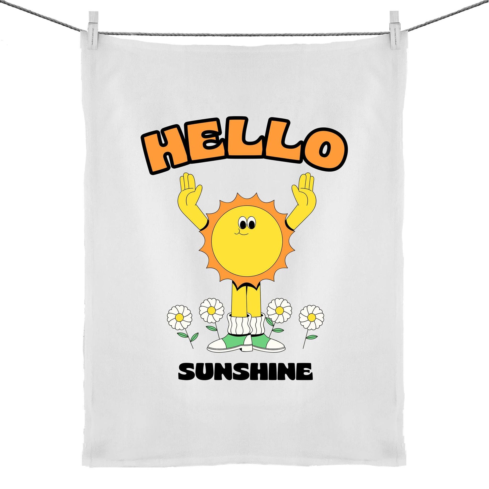 Hello Sunshine - 50% Linen 50% Cotton Tea Towel Default Title Tea Towel Retro Summer