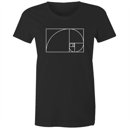 Fibonacci - Women's T-shirt Black Womens T-shirt Maths Science Womens