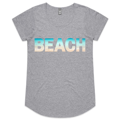 Beach - Womens Scoop Neck T-Shirt Grey Marle Womens Scoop Neck T-shirt Summer Womens