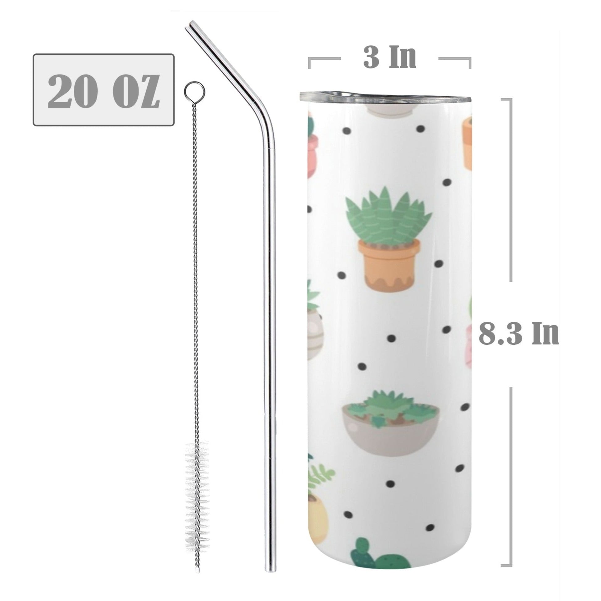 Cactus Love - 20oz Tall Skinny Tumbler with Lid and Straw 20oz Tall Skinny Tumbler with Lid and Straw