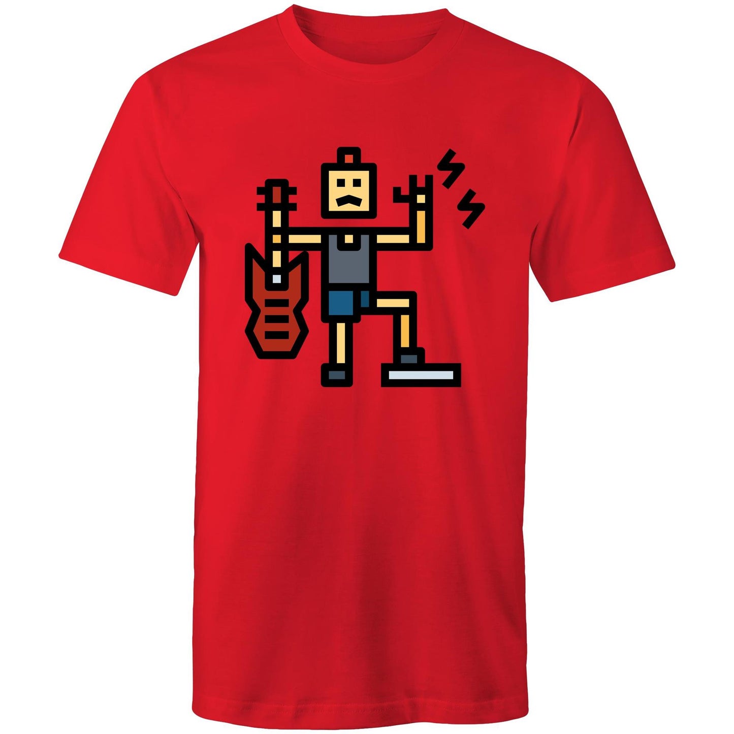 Rock And Roll - Mens T-Shirt Red Mens T-shirt comic Funny Mens Music