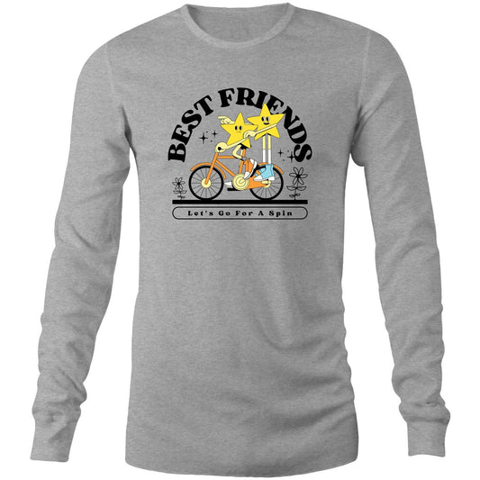 Best Friends - Long Sleeve T-Shirt Grey Marle Unisex Long Sleeve T-shirt Retro