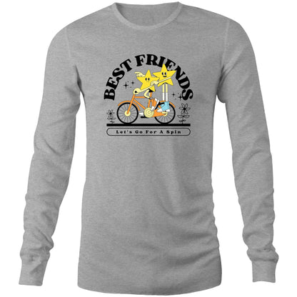 Best Friends - Long Sleeve T-Shirt Grey Marle Unisex Long Sleeve T-shirt Retro
