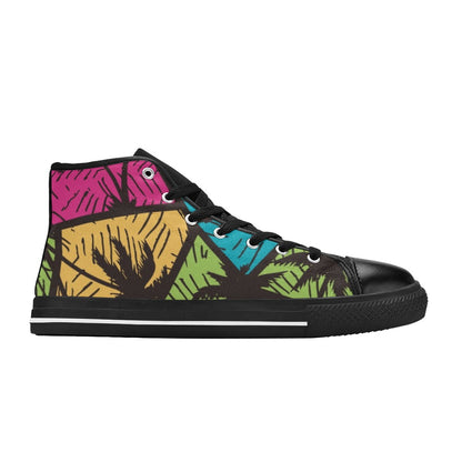 Tropical Palm Trees - High Top Canvas Shoes for Kids Kids High Top Canvas Shoes