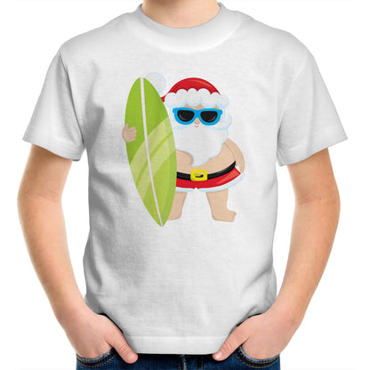 Surf Santa - Kids Youth Crew T-Shirt White Christmas Kids T-shirt Merry Christmas
