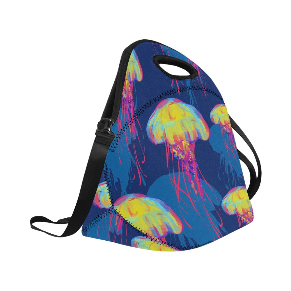 Bright Jellyfish - Neoprene Lunch Bag/Large Neoprene Lunch Bag/Large animal Printed Offshore