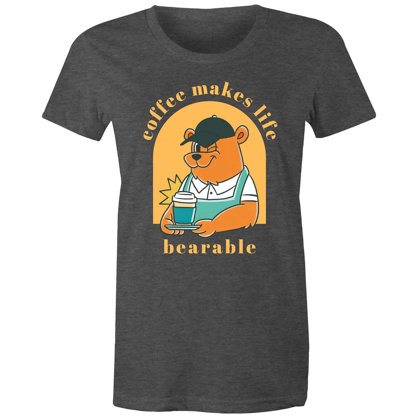 Coffee Makes Life Bearable - Womens T-shirt Asphalt Marle Womens T-shirt animal
