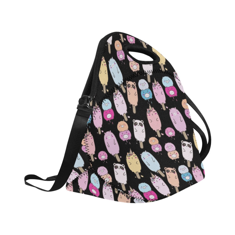 Cute Animal Ice Blocks - Neoprene Lunch Bag/Large Neoprene Lunch Bag/Large animal Printed Offshore Summer