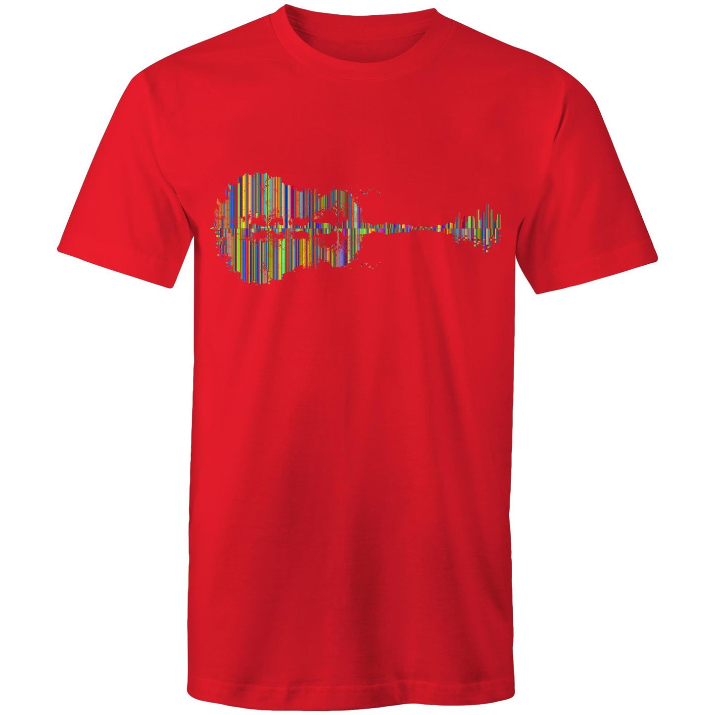 Guitar Reflection In Colour - Mens T-Shirt Red Mens T-shirt Music