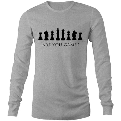 Are You Game - Long Sleeve T-Shirt Grey Marle Unisex Long Sleeve T-shirt Chess Games Mens Womens