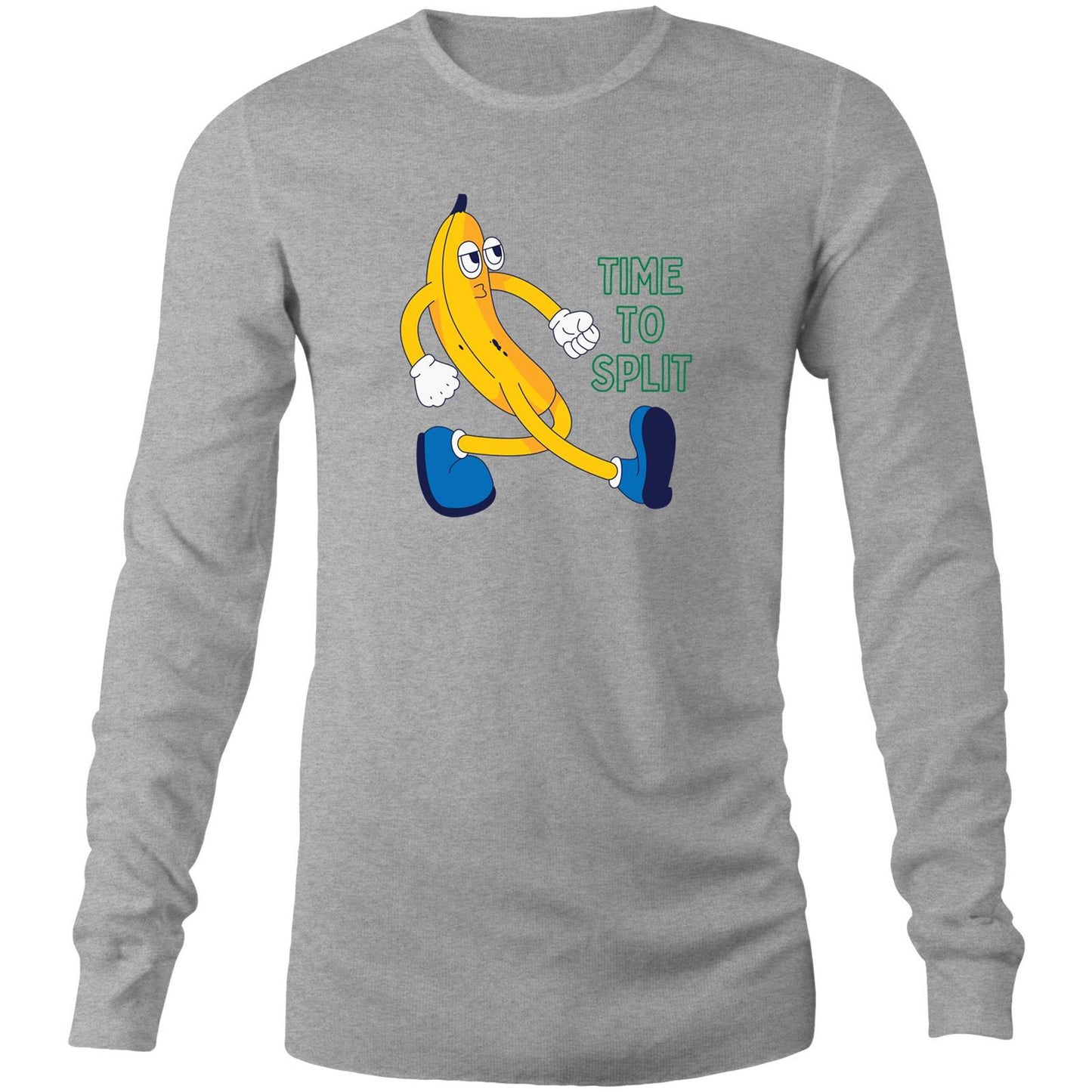 Banana, Time To Split - Long Sleeve T-shirt Grey Marle Unisex Long Sleeve T-shirt Funny