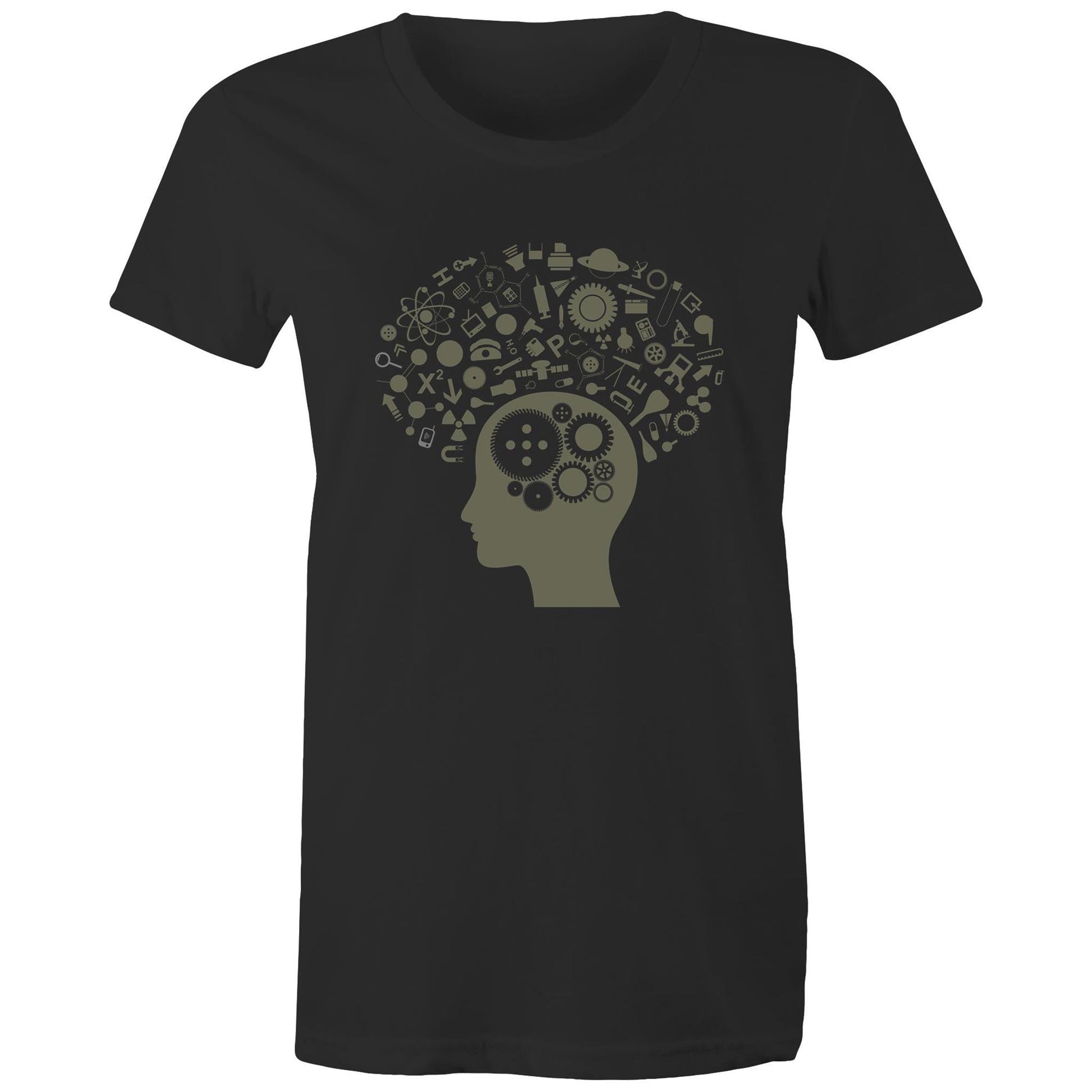 Science Brain - Womens T-shirt Black Womens T-shirt Science Womens