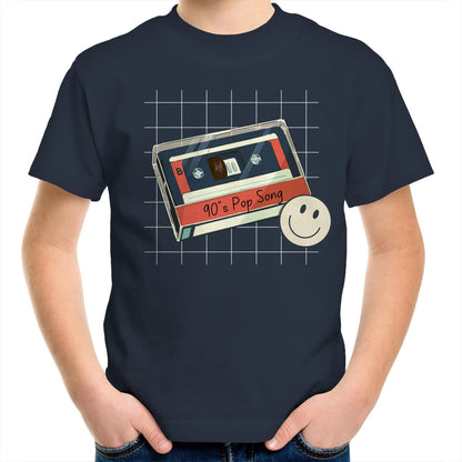 90's Pop Song - Kids Youth Crew T-Shirt Navy Kids Youth T-shirt Music Retro