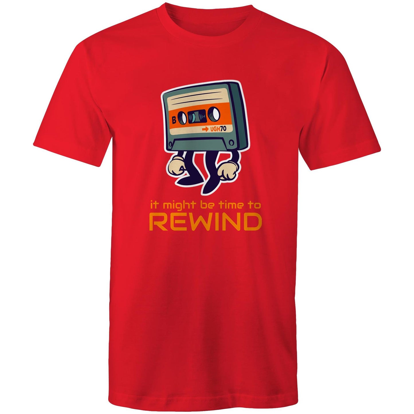It Might Be Time To Rewind - Mens T-Shirt Red Mens T-shirt Music Retro