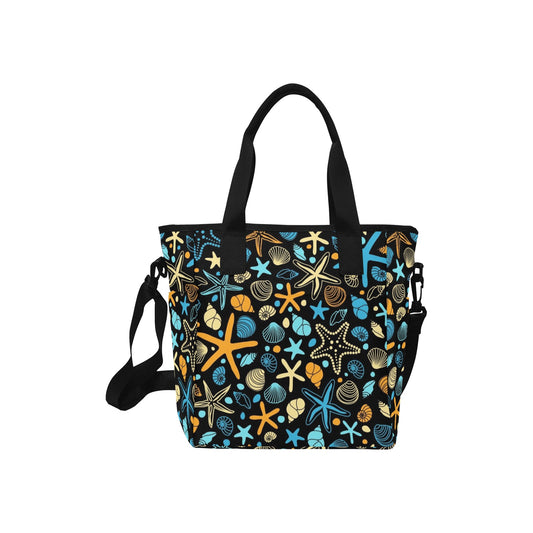 Starfish And Shells - Tote Bag with Shoulder Strap Nylon Tote Bag