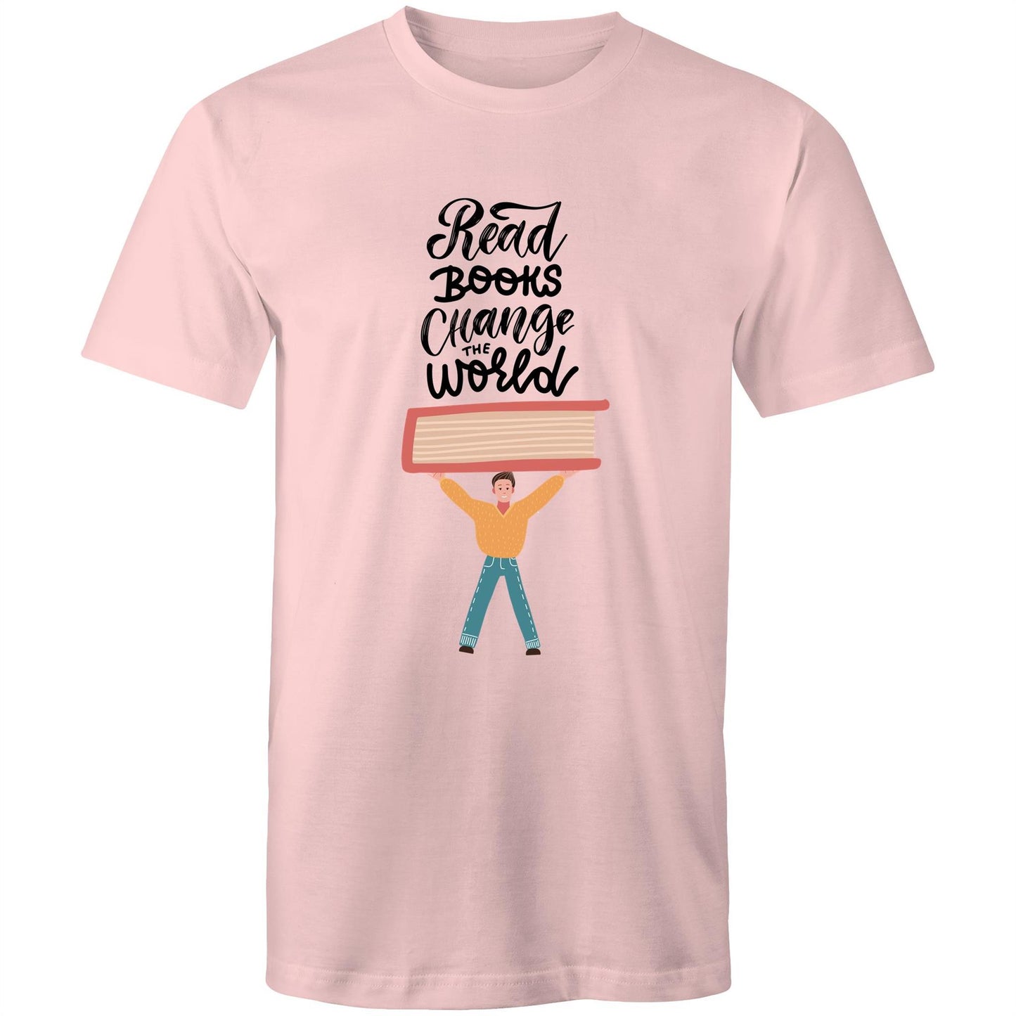 Read Books, Change The World - Mens T-Shirt Pink Mens T-shirt Reading