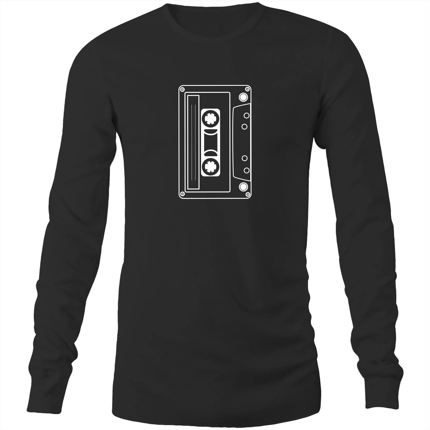 Cassette - Long Sleeve T-Shirt Black Unisex Long Sleeve T-shirt Mens Music Retro Womens