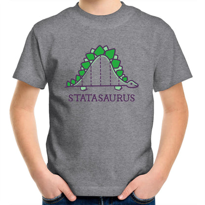 Statasaurus - Kids Youth Crew T-Shirt Grey Marle Kids Youth T-shirt animal Maths Science