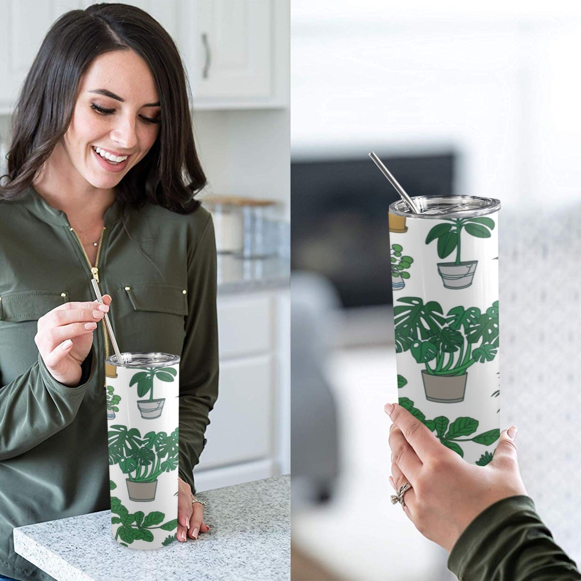 Plant Lover - 20oz Tall Skinny Tumbler with Lid and Straw 20oz Tall Skinny Tumbler with Lid and Straw