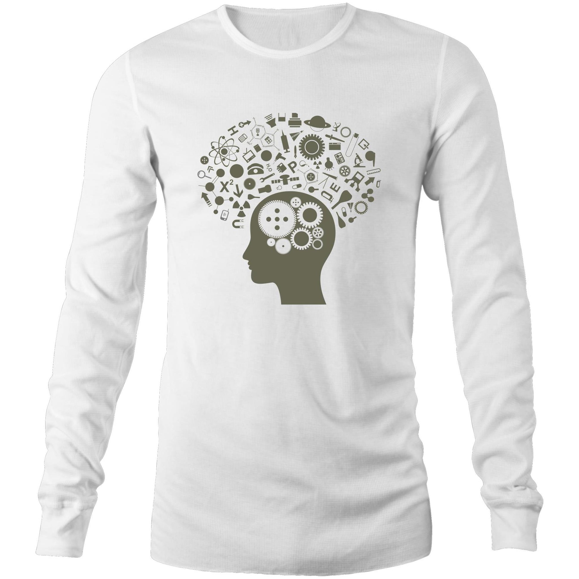 Science Brain - Long Sleeve T-Shirt White Unisex Long Sleeve T-shirt Mens Science Womens