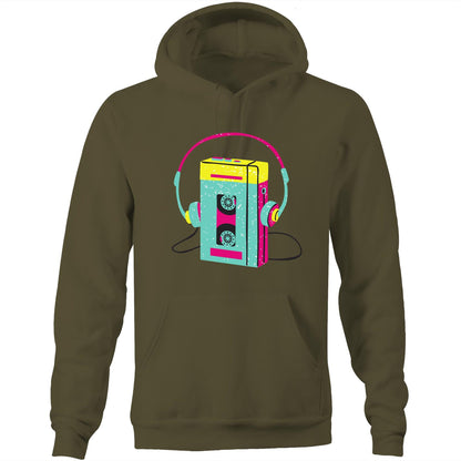 Wired For Sound, Music Player - Pocket Hoodie Sweatshirt Army Hoodie Mens Music Retro Womens