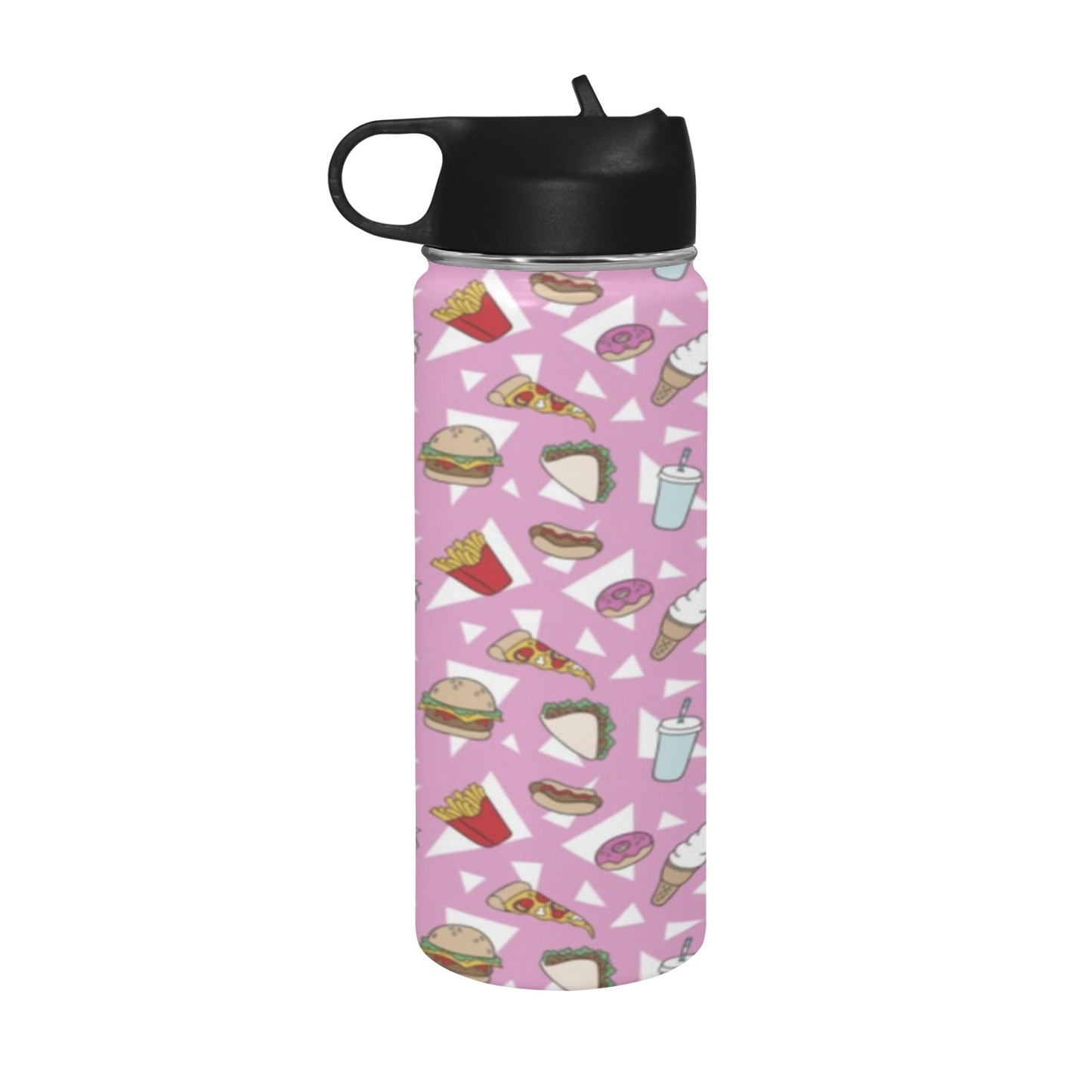 Fast Food - Insulated Water Bottle with Straw Lid (18 oz) Insulated Water Bottle with Straw Lid Printed Offshore