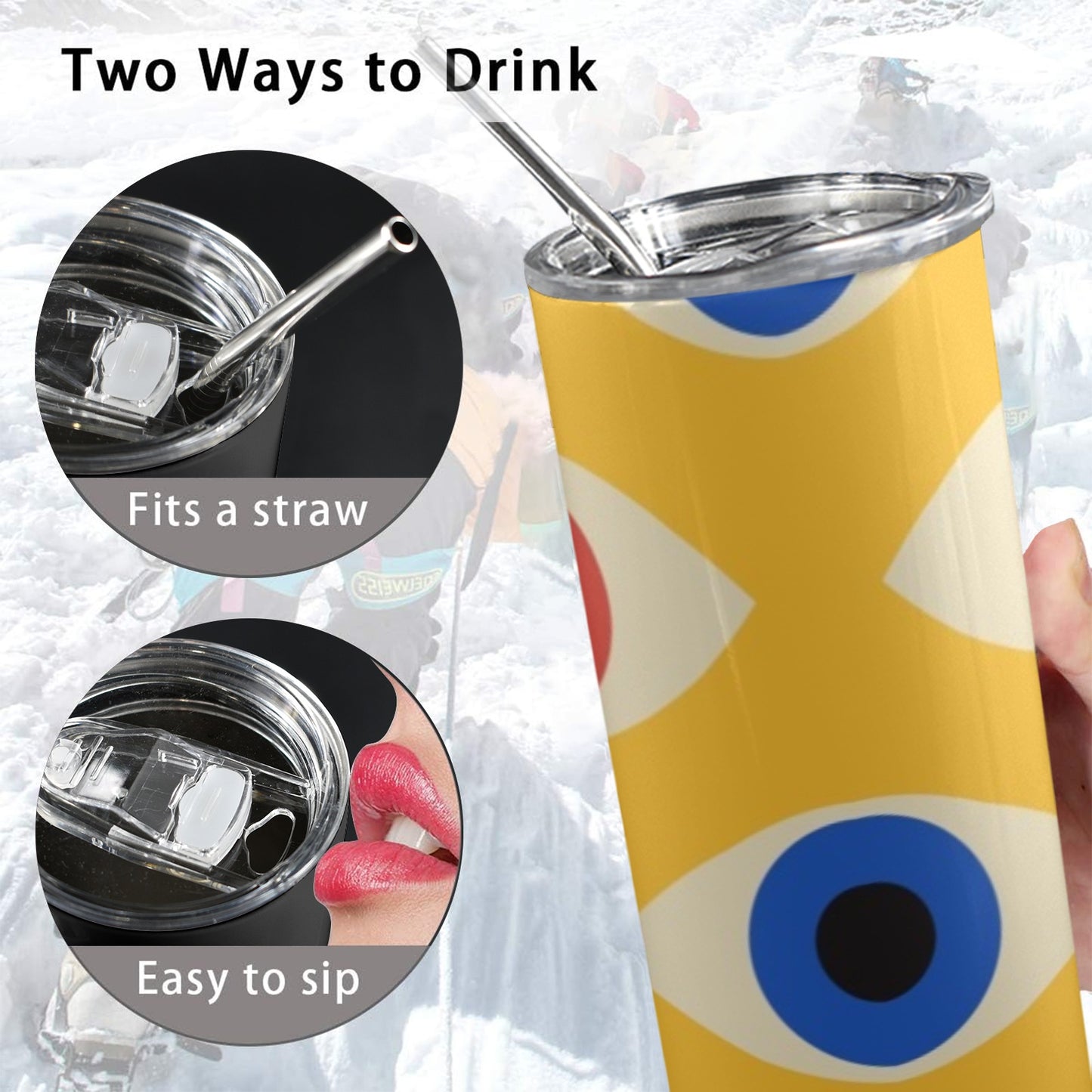 Eyes on Yellow - 20oz Tall Skinny Tumbler with Lid and Straw 20oz Tall Skinny Tumbler with Lid and Straw