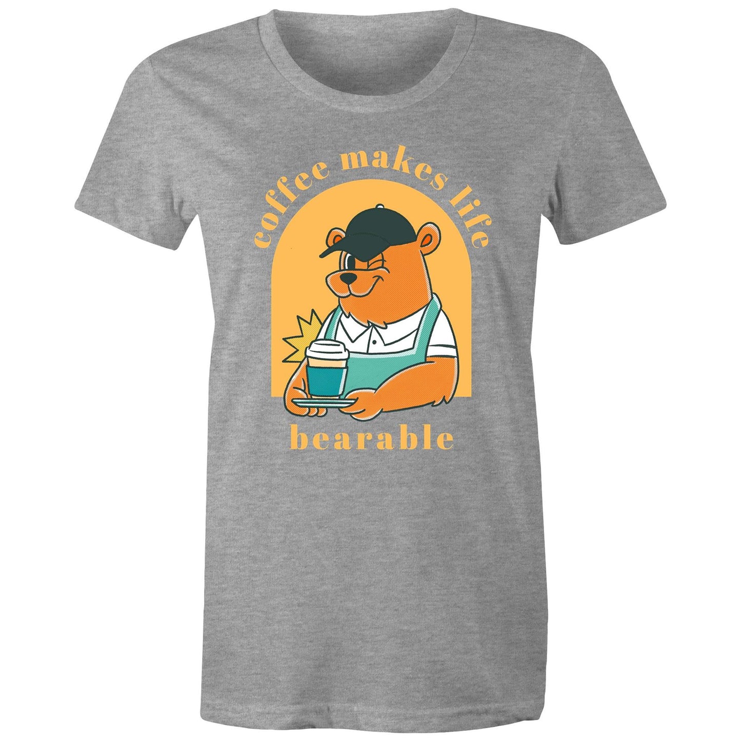 Coffee Makes Life Bearable - Womens T-shirt Grey Marle Womens T-shirt animal