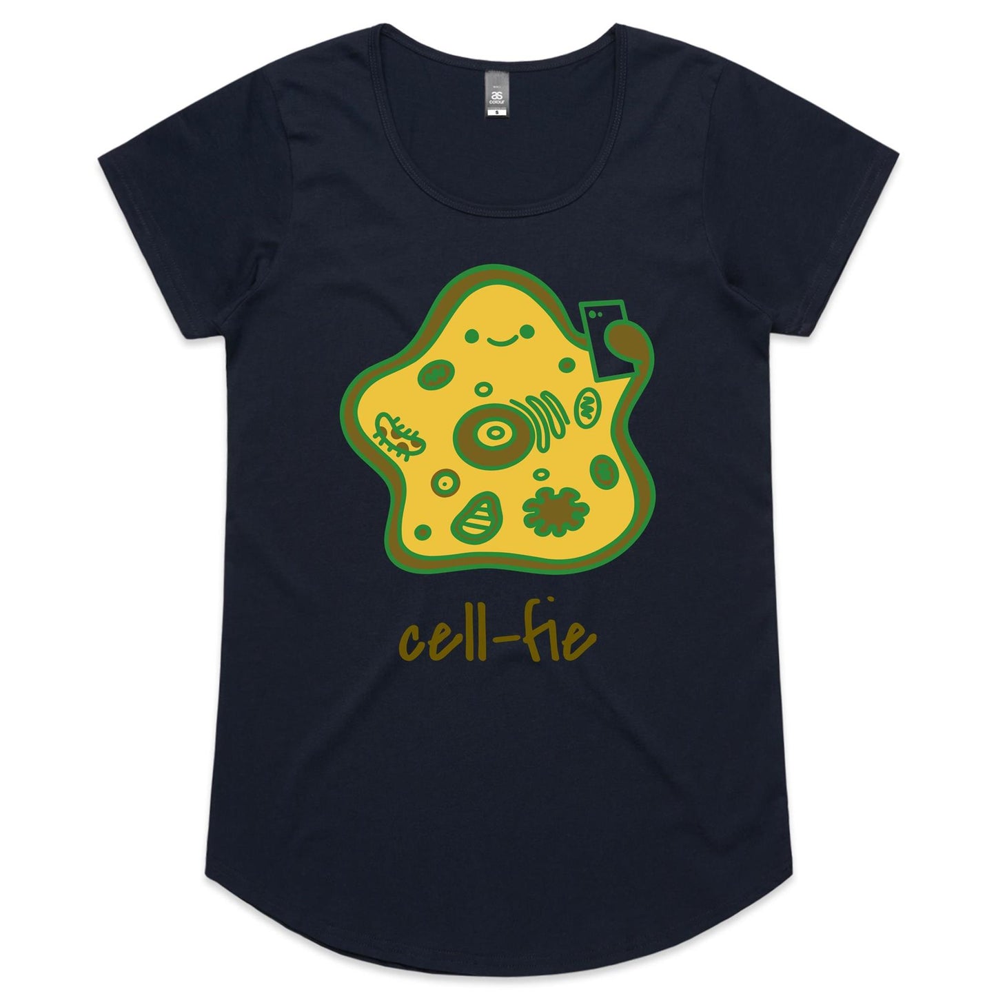 Cell-fie - Womens Scoop Neck T-Shirt Navy Womens Scoop Neck T-shirt Science