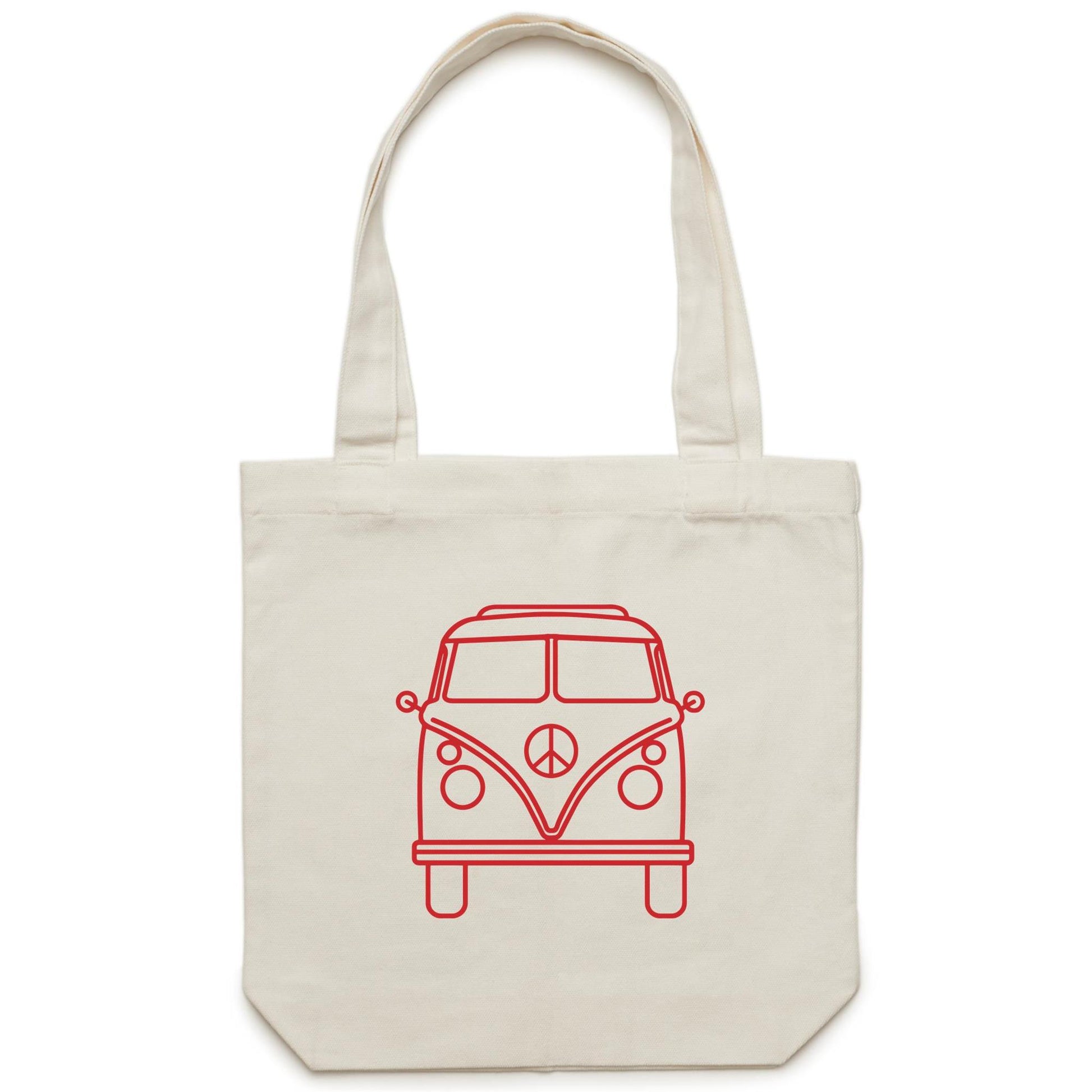 Beach Van - Canvas Tote Bag Cream One-Size Tote Bag Summer