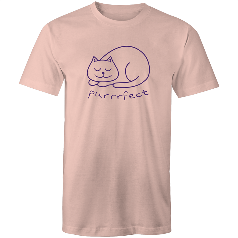 Purrrfect - Mens T-Shirt Pale Pink Mens T-shirt animal Mens