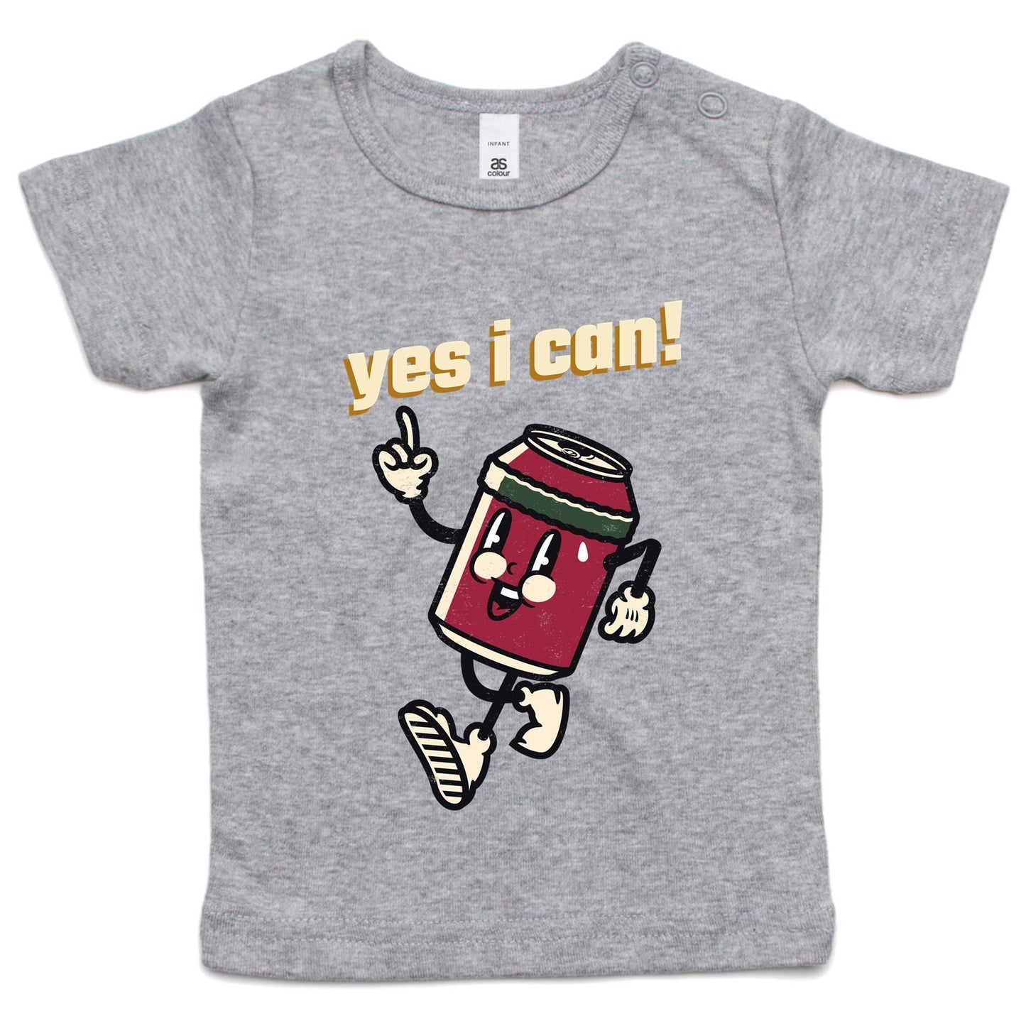 Yes I Can! - Baby T-shirt Grey Marle Baby T-shirt Motivation Retro