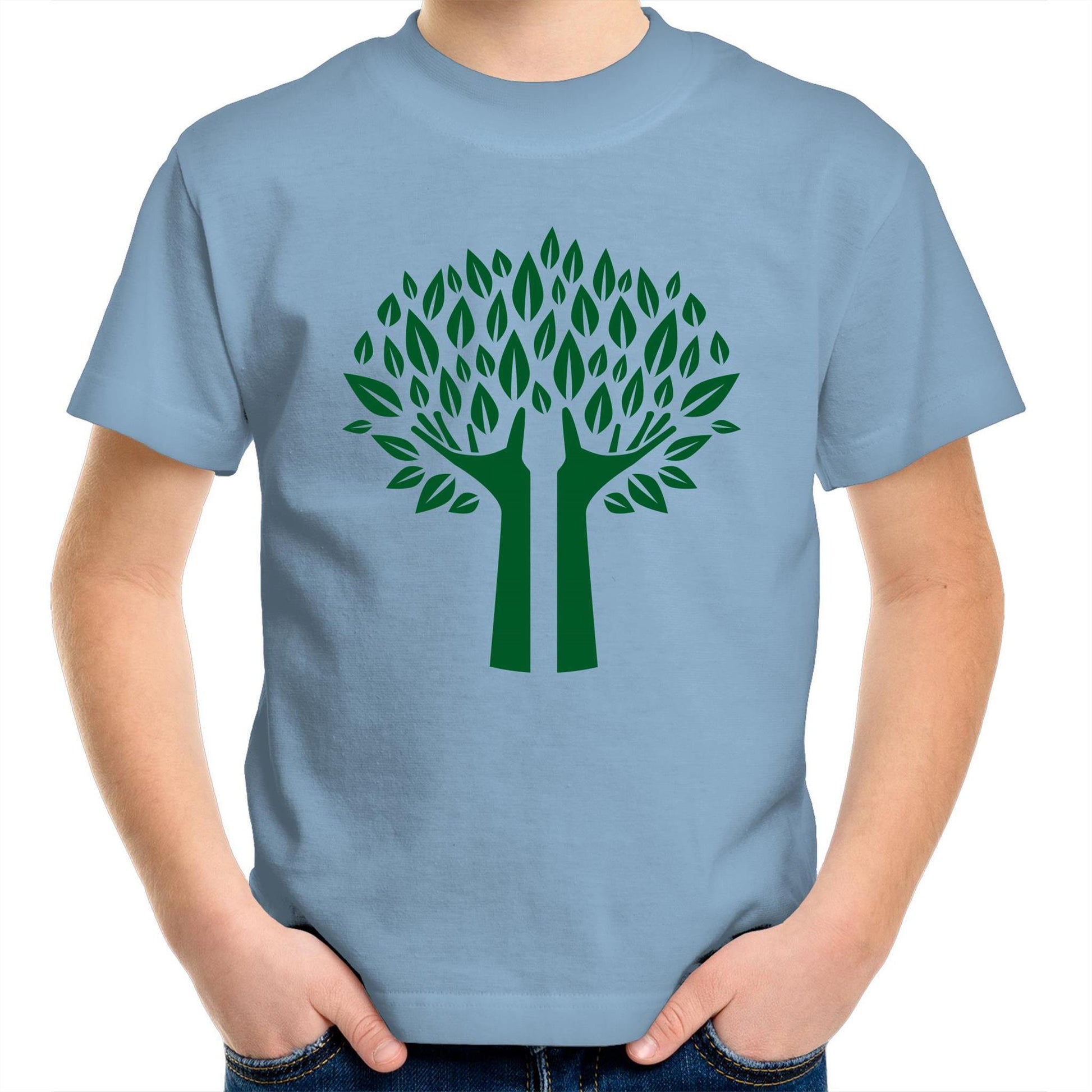Green Tree - Kids Youth Crew T-Shirt Carolina Blue Kids Youth T-shirt Environment Plants