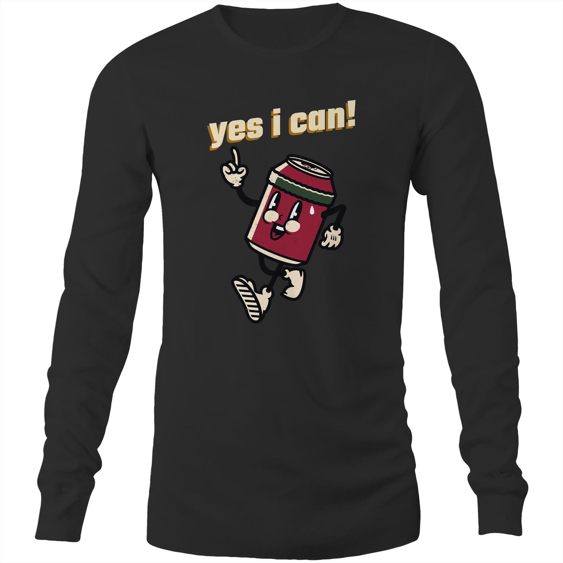 Yes I Can! - Long Sleeve T-Shirt Black Unisex Long Sleeve T-shirt Motivation Retro