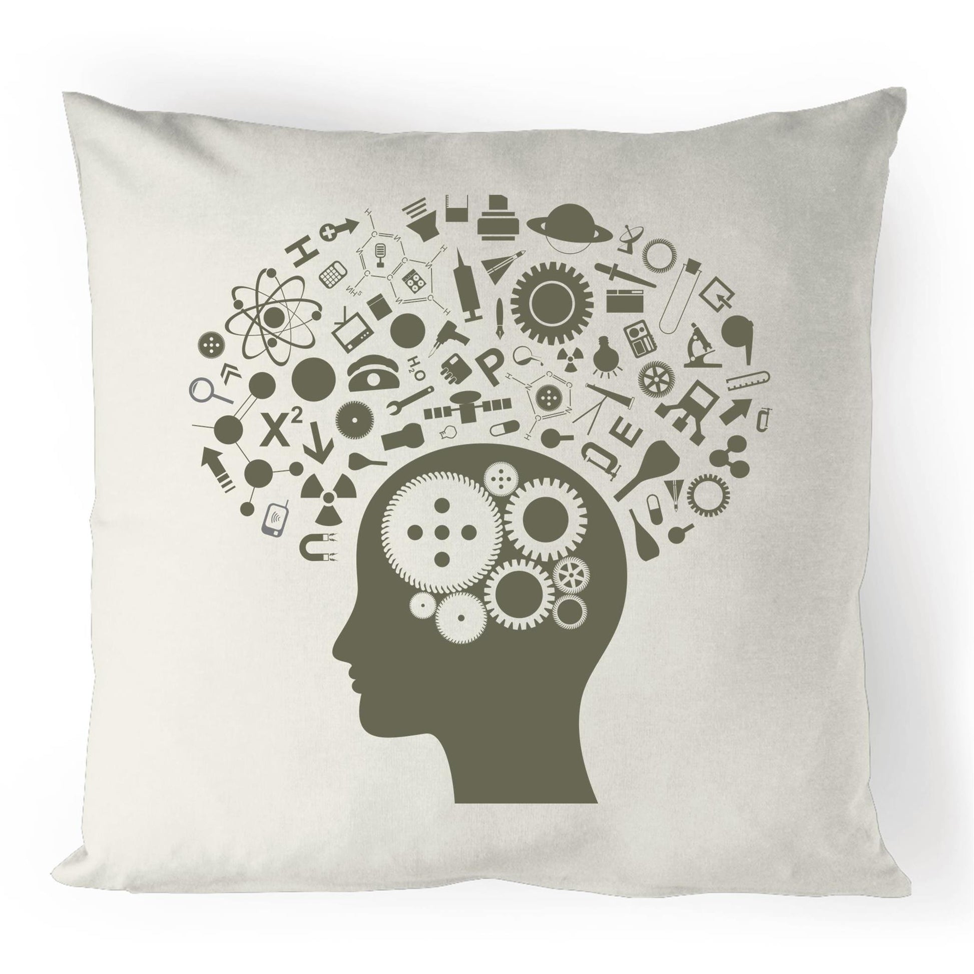 Science Brain - 100% Linen Cushion Cover Natural One-Size Linen Cushion Cover Science